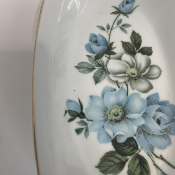 Tilso Japan Vintage Butter Dish Trinket Dish Shades of Blue Roses - Picture 5 of 16